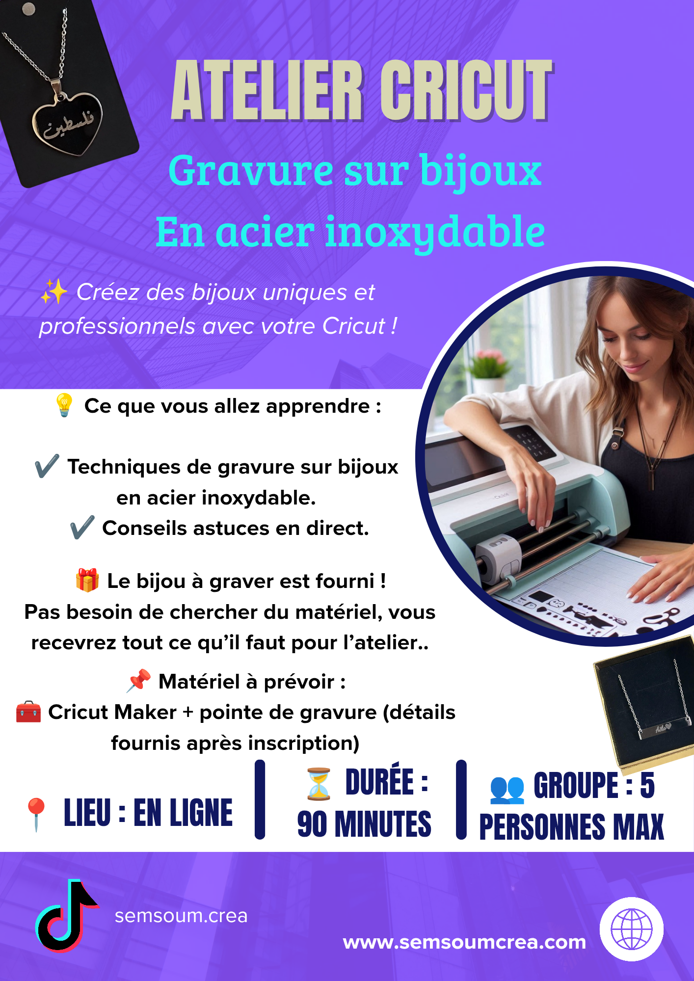 Atelier en Ligne : Gravure sur bijoux en acier inoxydable