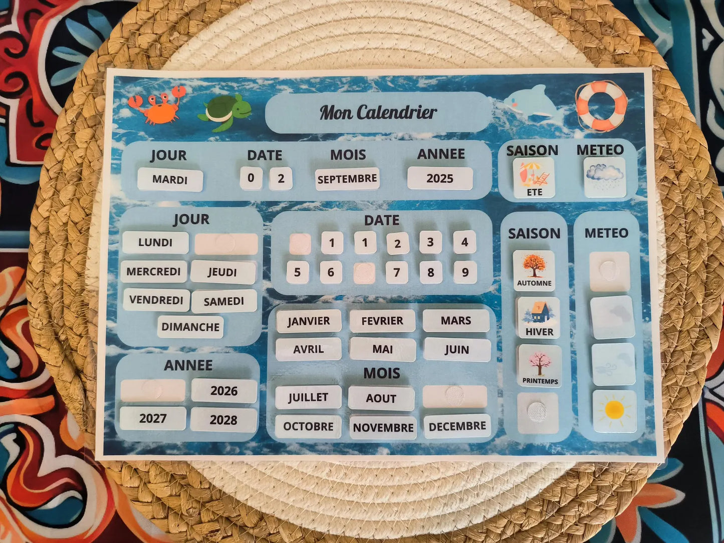 Calendrier Perpetuel Pour Enfant modifiable sur Canva